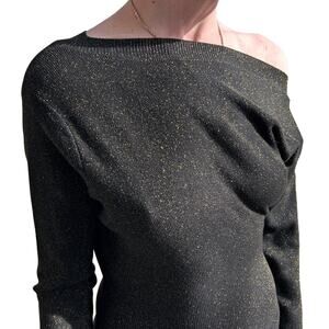 JLux Label sweater maxidress black with gold flex size small